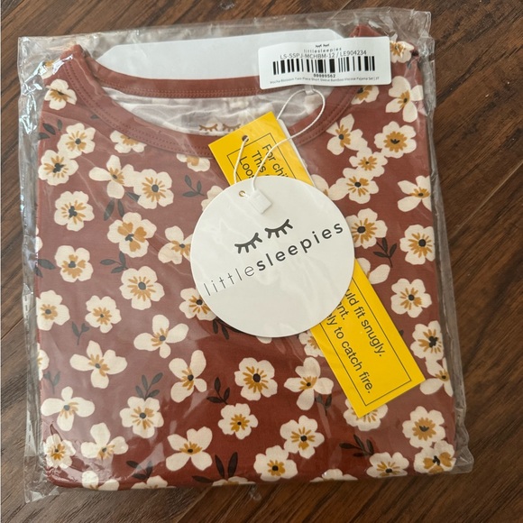 Little Sleepies mocha blossom two-piece short sleeve 3T